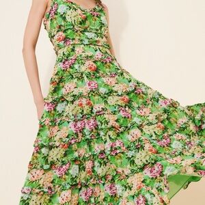 Floral Ruffle Sweetheart Dress